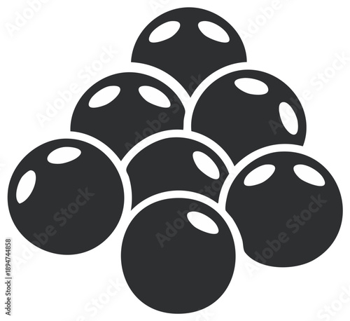 Cluster of black Caviar roe isolated icon, traditional delicacy seafood, gourmet food concept