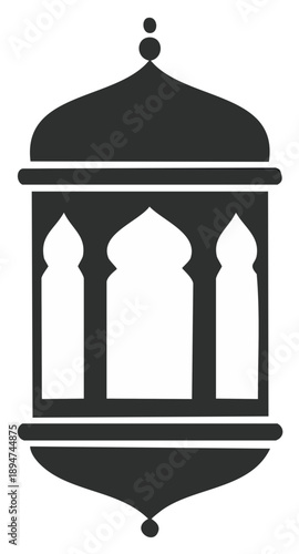 Elegant Islamic Lantern Symbol Silhouette, Traditional Design Element, Arabian Ornament, Eid Mubarak, Ramadan, Vector