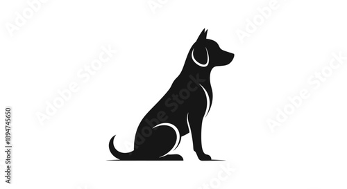 Black silhouette of a sitting dog against a white background.