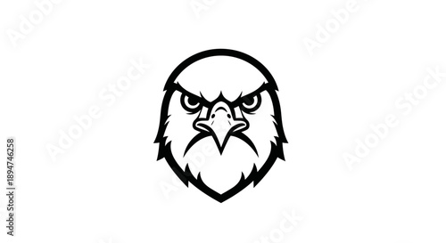 Illustration of an angry eagle head in black and white against a clean background.