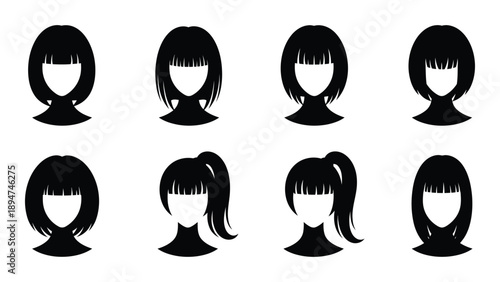 Various hairstyle silhouettes Vector