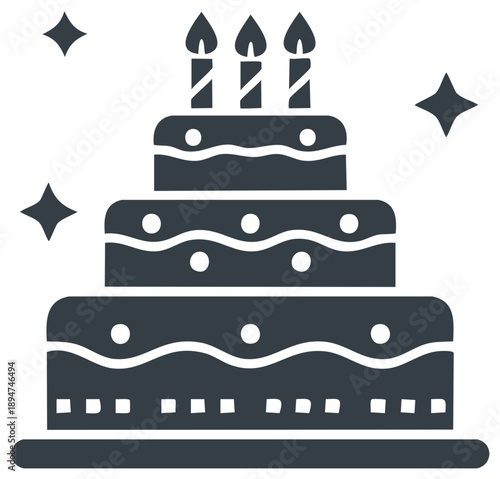 Celebration Tiered Cake with Candles and Sparkles