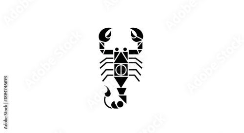 A black scorpion silhouette on a white background.