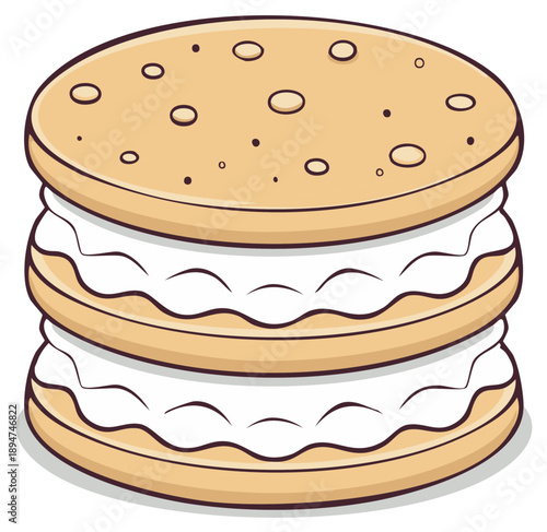 Delicious dessert stack with cookies and creamy filling tempts taste buds for sweet indulgence