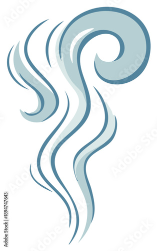 Illustration of Curling Vapor, Steam, or Smoke on White Background