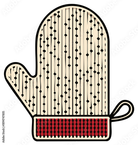 Cozy Hand Warmer Glove with Festive Decorative Pattern and Wrist Loop