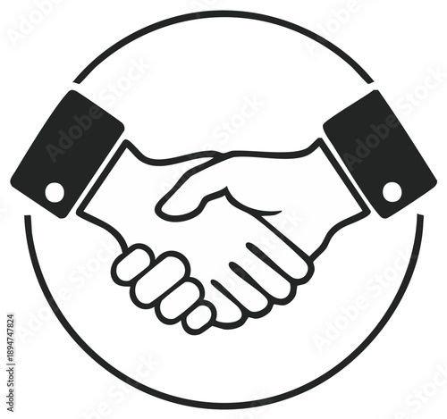 Handshake icon symbolizing agreement, partnership, deal, or collaboration.