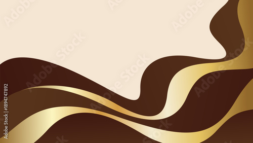 Elegant brown and gold luxury wave background, abstract modern wallpaper, suitable for templates, banners, invitations, awards, business, events, web, pages and more