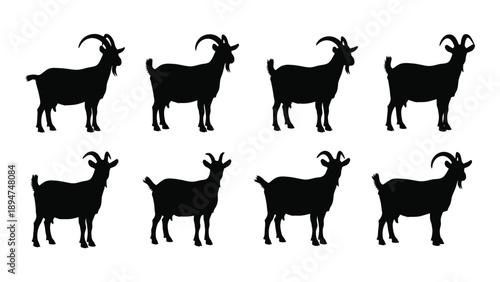 Collection of silhouetted goats Vector