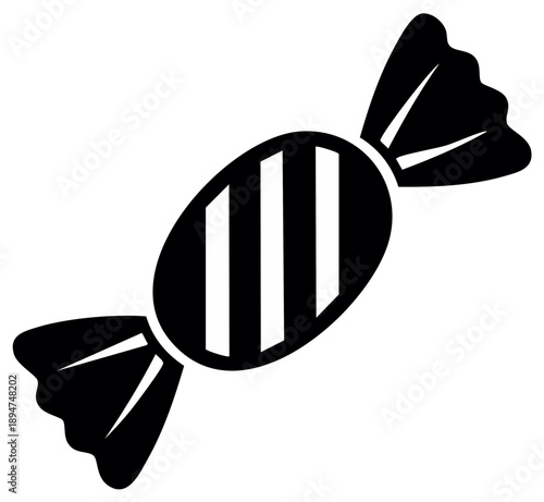 Simple candy icon with stripes, sweet treat illustration graphic design element.