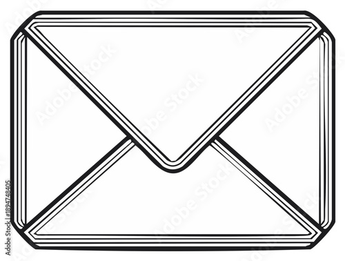 Wallpaper Mural Black and white vector mail envelope outline design, double line border, message received Torontodigital.ca
