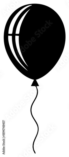 Wallpaper Mural Elevated Single Black Balloon with Wavy String, Celebration Design Element, Graphic Resource Torontodigital.ca