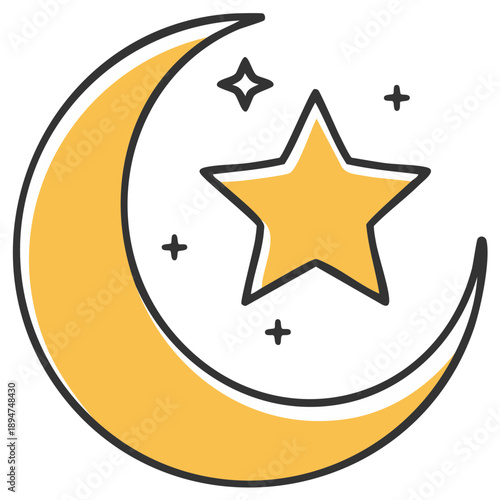 Wallpaper Mural Elegant Crescent Moon with a Star Symbol Graphic Icon Illustration Design Torontodigital.ca