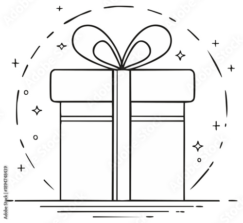 Wallpaper Mural Gift box with ribbon bow and stars festive design Torontodigital.ca