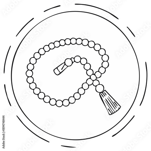 Wallpaper Mural Islamic Prayer Beads with Tassel in Circular Outline Torontodigital.ca
