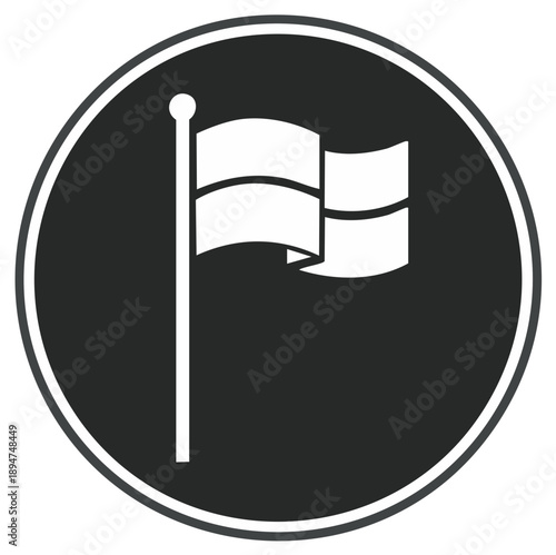 Wallpaper Mural White Flag Icon with Dark Circle Border A Simple Vector Illustration Symbol Torontodigital.ca