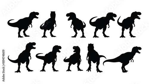 Collection of t-rex silhouettes Vector