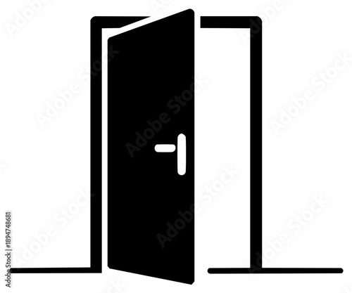 Wallpaper Mural Minimalist black silhouette of an open door icon symbol for entry and exit Torontodigital.ca