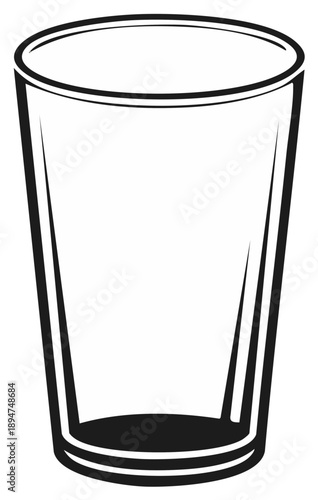 Wallpaper Mural Isolated Clear Drinking Glass Illustration Black Line Art on White - Transparent Simple Form Torontodigital.ca
