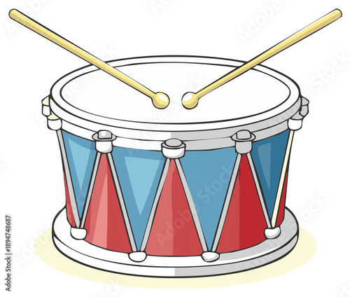 Wallpaper Mural Cartoon drum instrument with drumsticks, colorful design. Music and rhythm concept. Torontodigital.ca