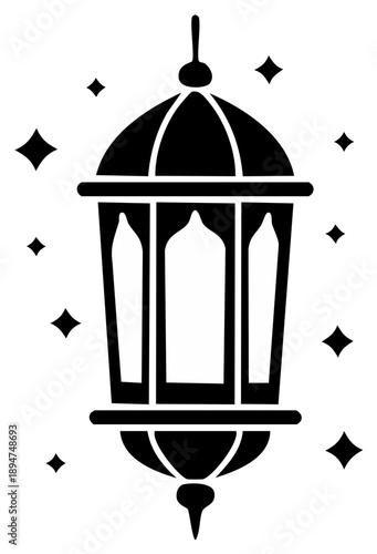 Wallpaper Mural Black and white lantern design with star sparkles on white background Torontodigital.ca