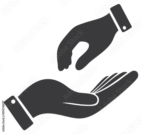 Wallpaper Mural Two hands reaching to each other offering or receiving gesture icon silhouette Torontodigital.ca