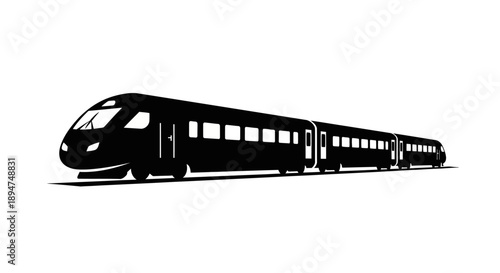 Modern high speed train silhouette isolated on white background.