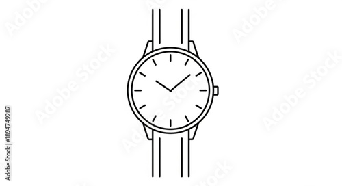 Minimalist line art drawing of a classic wristwatch.
