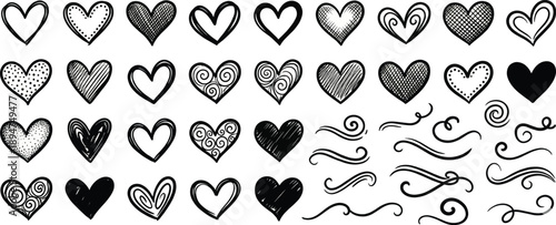 Hearts illustration set icon, isolated, vector, element icon set, graphic design
