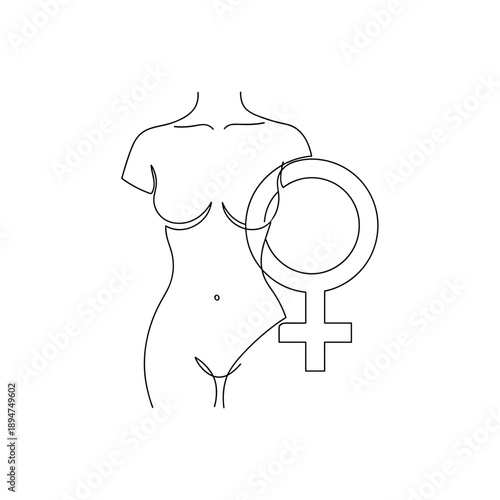 Outline of female body with feminist symbol representing womanhood  