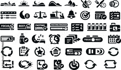 Islamic Fasting Tracker and Productivity Icon Set for Ramadan App UI Design