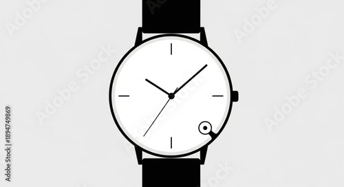 Minimalist Wristwatch with Black Strap and White Face.