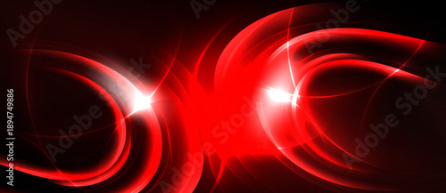 Abstract red swirls, bright light flares. Dynamic composition, dark background creates dramatic effect. Modern design element.