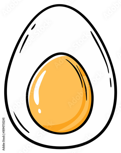 Stylized Halved Hard-boiled Egg Illustration with Vibrant Yolk and Clean Edges, Food Art