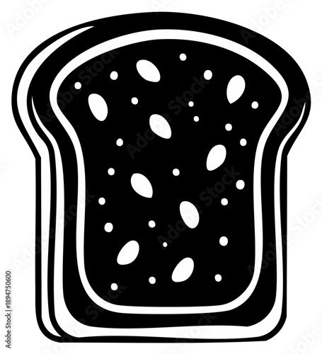 Simple illustration of a slice of bread showing grains and details