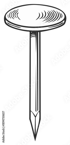 Classic drawing pin office stationery item vintage illustration for notes and documents