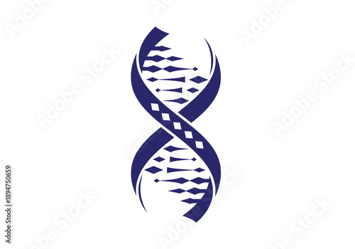 Abstract blue dna double helix symbol representing genetics and life sciences