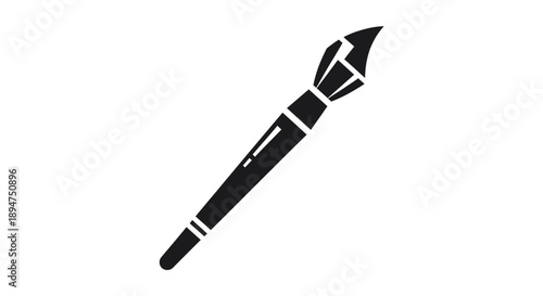 A black and white minimalist icon of an artist's paint brush for creative design projects