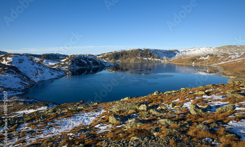 Bilde på lerret View of Lake Rysntjernet in Vang Municipality, Norway