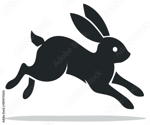 Leaping Hare Silhouette Illustration Running Animal Graphic Vector Design
