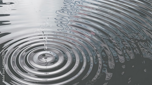 Water Droplet Splash Creating Ripple Effect on Surface
