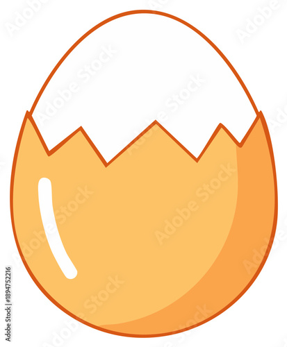 Cute cartoon empty cracked eggshell illustration with jagged top edge design element