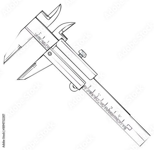 Precision Measuring Tool Caliper Drawing for Engineering and Science