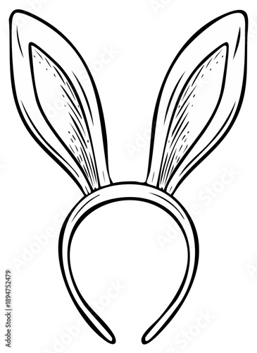 Whimsical Easter Bunny Ears Headband Hand Drawn Illustration for Holiday Fun and Festive Celebrations