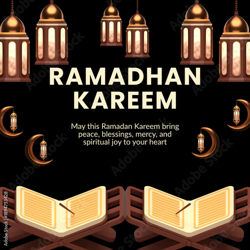 Ramadan Kareem with Holy Quran 3D
