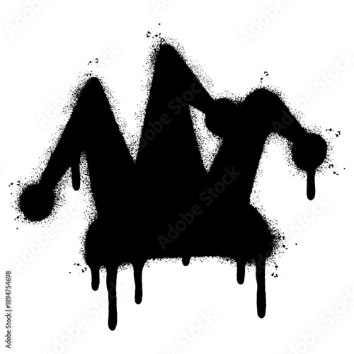 Spray painted jester hat graffiti icon with paint drips and splatters.