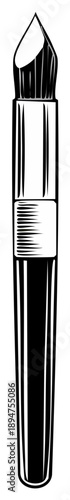 Stylized vector illustration of a black mascara tube with silver accents and a brush tip