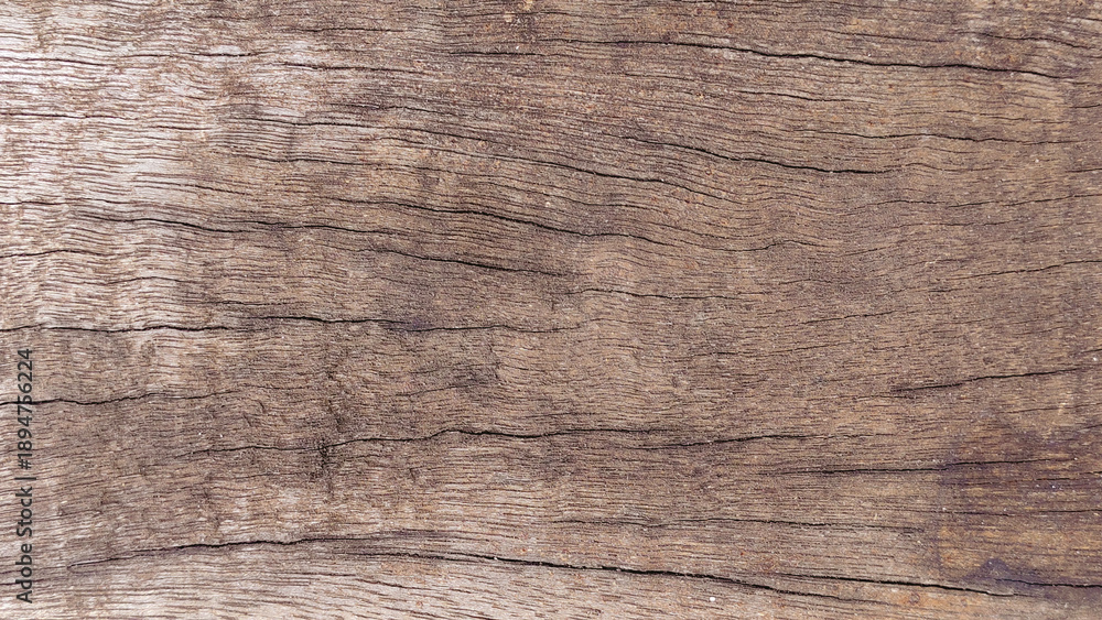 Fototapeta premium Horizontal Wood Grain Surface with Linear Weathered Timber Texture and Subtle Cracks