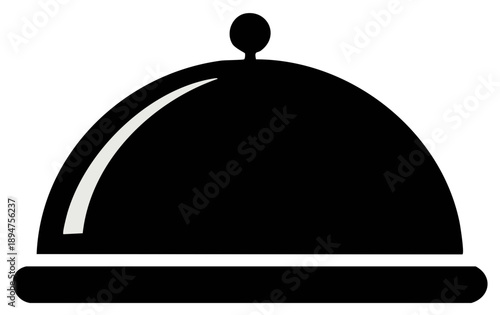 Food dome illustration of a black and white cloche cover, perfect for showcasing gourmet meals and restaurant service