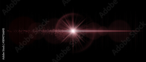 Optical lens flare with bright central light, soft reflections, and glowing dust particles. Perfect for overlays, sci-fi effects, and luminous digital visuals.